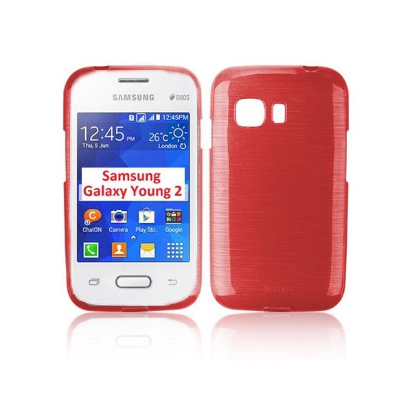 CUSTODIA GEL TPU SILICONE per SAMSUNG G130 GALAXY YOUNG 2 COLORE ROSSO EFFETTO METALLICO