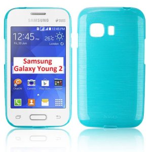 CUSTODIA GEL TPU SILICONE per SAMSUNG G130 GALAXY YOUNG 2 COLORE BLU EFFETTO METALLICO