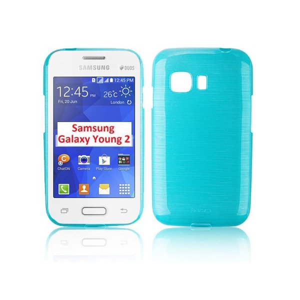 CUSTODIA GEL TPU SILICONE per SAMSUNG G130 GALAXY YOUNG 2 COLORE BLU EFFETTO METALLICO