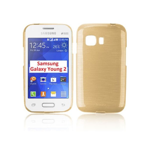 CUSTODIA GEL TPU SILICONE per SAMSUNG G130 GALAXY YOUNG 2 COLORE ORO EFFETTO METALLICO