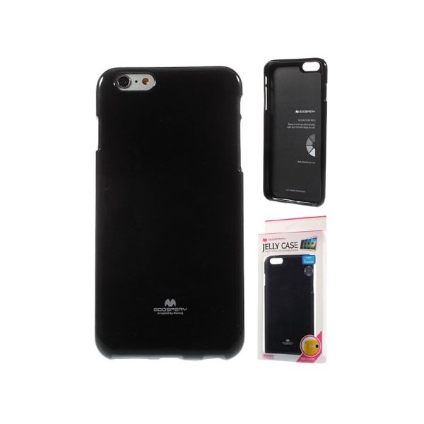 CUSTODIA GEL TPU SILICONE per APPLE IPHONE 6, IPHONE 6S 4.7" POLLICI COLORE NERO LUCIDO ALTA QUALITA' MERCURY BLISTER