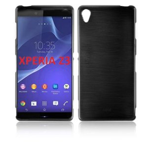 CUSTODIA TPU SILICONE per SONY XPERIA Z3 COLORE NERO EFFETTO METALLICO