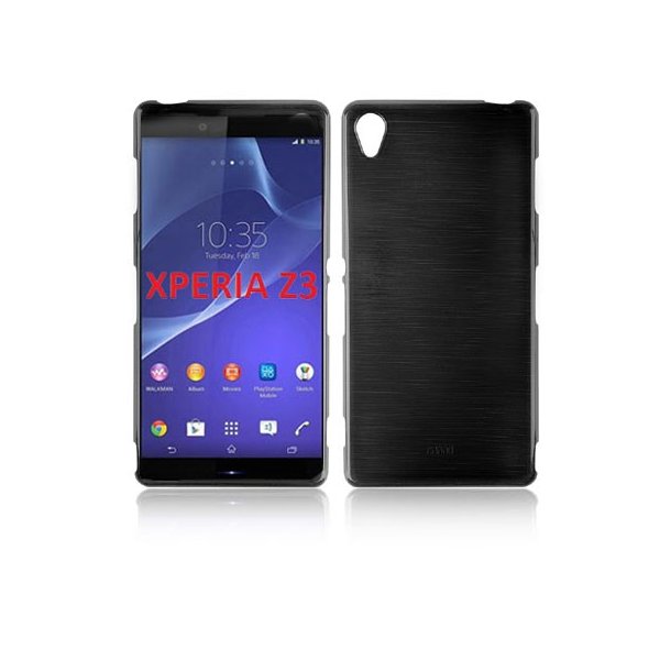 CUSTODIA TPU SILICONE per SONY XPERIA Z3 COLORE NERO EFFETTO METALLICO