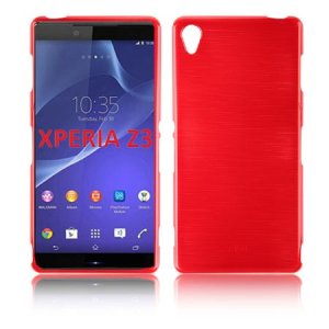 CUSTODIA TPU SILICONE per SONY XPERIA Z3 COLORE ROSSO EFFETTO METALLICO