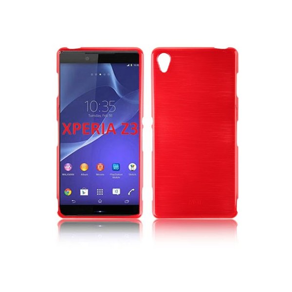 CUSTODIA TPU SILICONE per SONY XPERIA Z3 COLORE ROSSO EFFETTO METALLICO