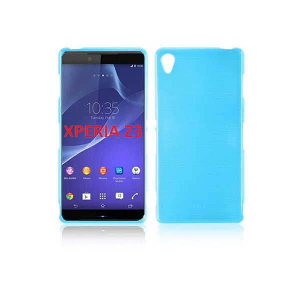 CUSTODIA TPU SILICONE per SONY XPERIA Z3 COLORE BLU EFFETTO METALLICO