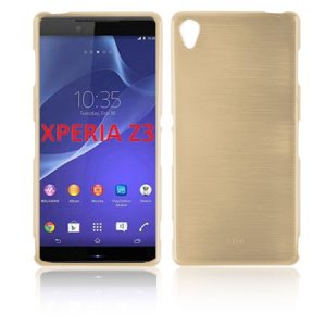 CUSTODIA TPU SILICONE per SONY XPERIA Z3 COLORE ORO EFFETTO METALLICO