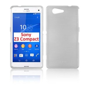 CUSTODIA GEL TPU SILICONE per SONY XPERIA Z3 COMPACT D5803, D5833 COLORE BIANCO EFFETTO METALLICO