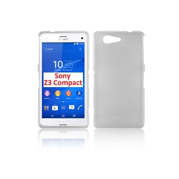 CUSTODIA GEL TPU SILICONE per SONY XPERIA Z3 COMPACT D5803, D5833 COLORE BIANCO EFFETTO METALLICO