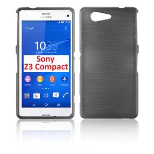 CUSTODIA GEL TPU SILICONE per SONY XPERIA Z3 COMPACT D5803, D5833 COLORE NERO EFFETTO METALLICO