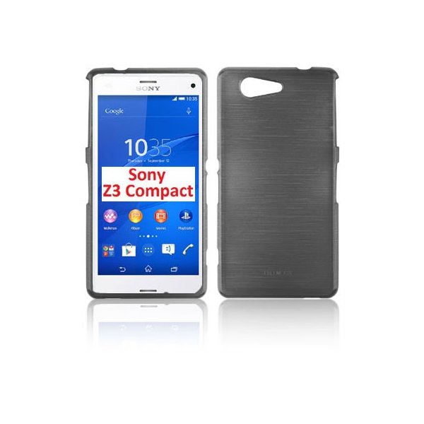 CUSTODIA GEL TPU SILICONE per SONY XPERIA Z3 COMPACT D5803, D5833 COLORE NERO EFFETTO METALLICO