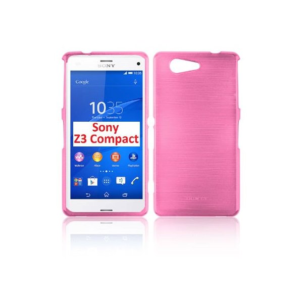 CUSTODIA GEL TPU SILICONE per SONY XPERIA Z3 COMPACT D5803, D5833 COLORE ROSA EFFETTO METALLICO