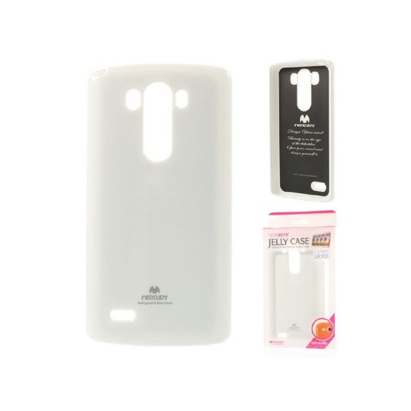 CUSTODIA GEL TPU SILICONE per LG G3s D722, G3s DUAL D728 COLORE BIANCO LUCIDO CON GLITTER ALTA QUALITA' MERCURY BLISTER