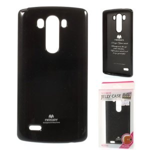 CUSTODIA GEL TPU SILICONE per LG G3s D722, G3s DUAL D728 COLORE NERO LUCIDO CON GLITTER ALTA QUALITA' MERCURY BLISTER