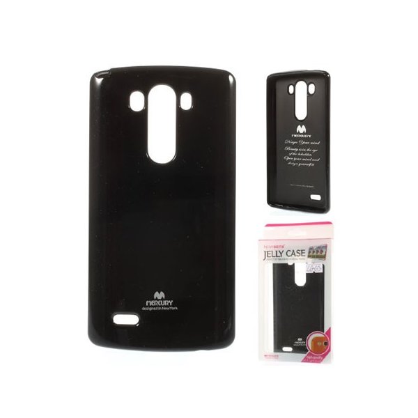 CUSTODIA GEL TPU SILICONE per LG G3s D722, G3s DUAL D728 COLORE NERO LUCIDO CON GLITTER ALTA QUALITA' MERCURY BLISTER