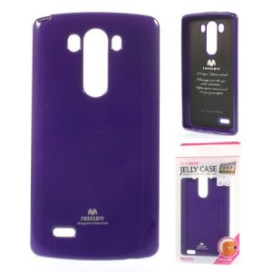 CUSTODIA GEL TPU SILICONE per LG G3s D722, G3s DUAL D728 COLORE VIOLA LUCIDO CON GLITTER ALTA QUALITA' MERCURY BLISTER