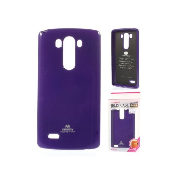 CUSTODIA GEL TPU SILICONE per LG G3s D722, G3s DUAL D728 COLORE VIOLA LUCIDO CON GLITTER ALTA QUALITA' MERCURY BLISTER