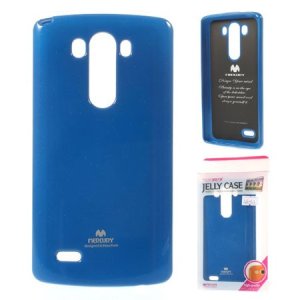 CUSTODIA GEL TPU SILICONE per LG G3s D722, G3s DUAL D728 COLORE BLU LUCIDO CON GLITTER ALTA QUALITA' MERCURY BLISTER