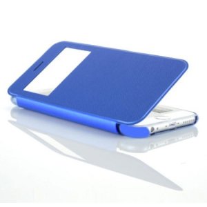 CUSTODIA FLIP ORIZZONTALE ULTRA SLIM per APPLE IPHONE 6, 6S 4.7" POLLICI CON FINESTRA IDENTIFICATIVO CHIAMANTE COLORE AZZURRO