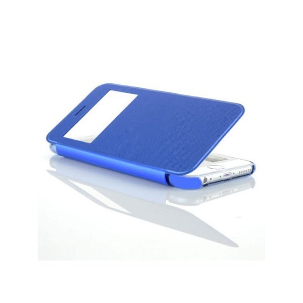 CUSTODIA FLIP ORIZZONTALE ULTRA SLIM per APPLE IPHONE 6, 6S 4.7" POLLICI CON FINESTRA IDENTIFICATIVO CHIAMANTE COLORE AZZURRO