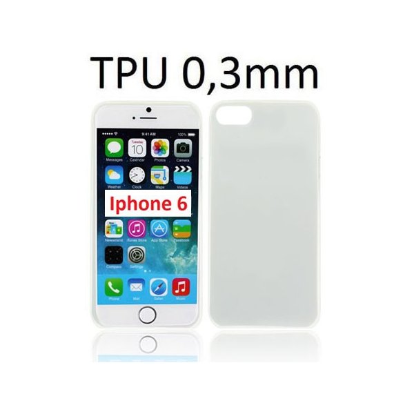 CUSTODIA GEL TPU SILICONE ULTRA SLIM 0,3mm per APPLE IPHONE 6, IPHONE 6S 4.7" POLLICI COLORE BIANCO TRASPARENTE