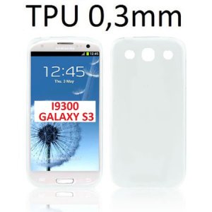 CUSTODIA GEL TPU SILICONE ULTRA SLIM 0,3mm per SAMSUNG I9300 GALAXY S3, I9300i GALAXY S3 NEO COLORE BIANCO TRASPARENTE