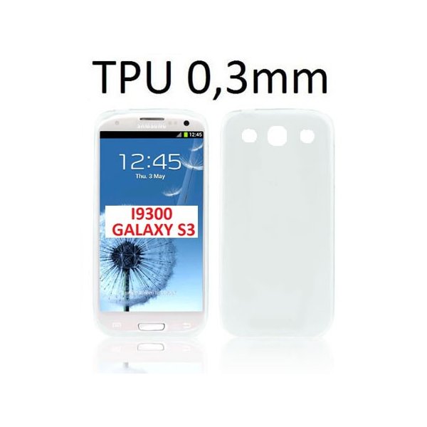 CUSTODIA GEL TPU SILICONE ULTRA SLIM 0,3mm per SAMSUNG I9300 GALAXY S3, I9300i GALAXY S3 NEO COLORE BIANCO TRASPARENTE