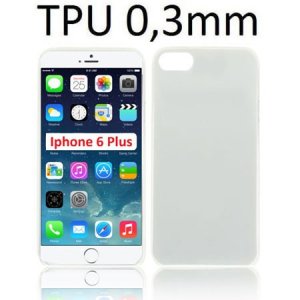 CUSTODIA GEL TPU SILICONE ULTRA SLIM 0,3mm per APPLE IPHONE 6 PLUS, IPHONE 6S PLUS 5.5" POLLICI COLORE BIANCO TRASPARENTE