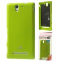 CUSTODIA GEL TPU SILICONE per SONY XPERIA C3 D2533 COLORE VERDE LUCIDO CON GLITTER ALTA QUALITA' MERCURY BLISTER