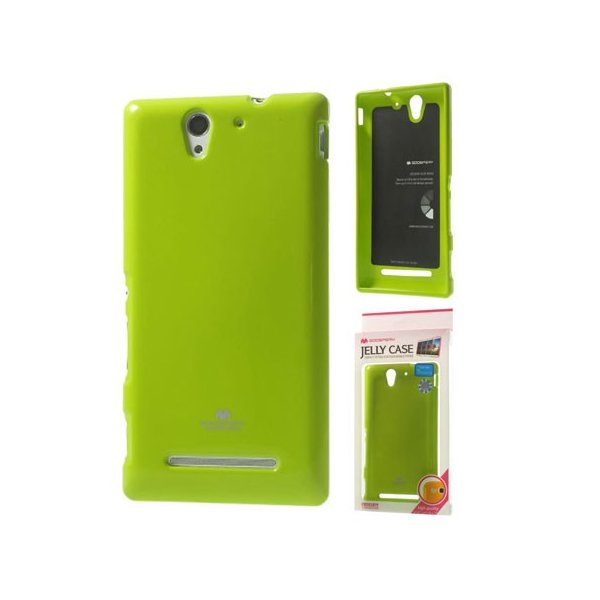 CUSTODIA GEL TPU SILICONE per SONY XPERIA C3 D2533 COLORE VERDE LUCIDO CON GLITTER ALTA QUALITA' MERCURY BLISTER