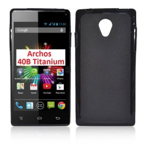 CUSTODIA GEL TPU SILICONE per ARCHOS 40b TITANIUM, 4" POLLICI COLORE NERO