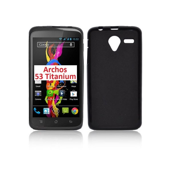 CUSTODIA GEL TPU SILICONE per ARCHOS 53 TITANIUM, 5,3" POLLICI COLORE NERO