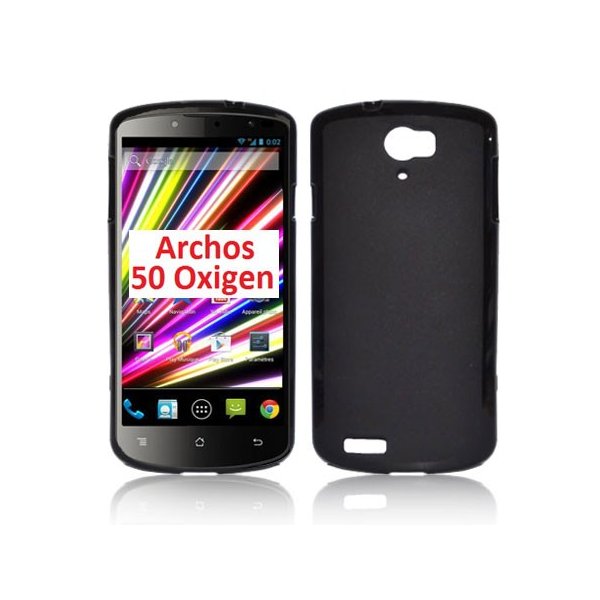 CUSTODIA GEL TPU SILICONE per ARCHOS 50 OXYGEN, 5" POLLICI COLORE NERO