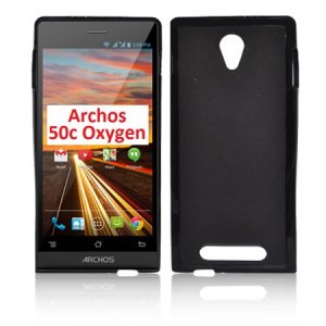 CUSTODIA GEL TPU SILICONE per ARCHOS 50c OXYGEN, 5" POLLICI COLORE NERO