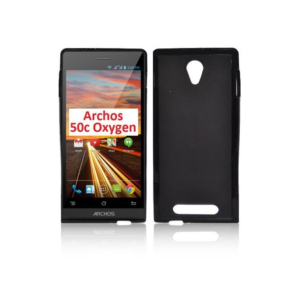 CUSTODIA GEL TPU SILICONE per ARCHOS 50c OXYGEN, 5" POLLICI COLORE NERO