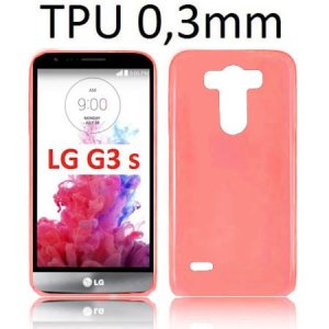 CUSTODIA GEL TPU SILICONE ULTRA SLIM 0,3mm per LG G3s D722, G3s DUAL D728 COLORE ROSSO TRASPARENTE