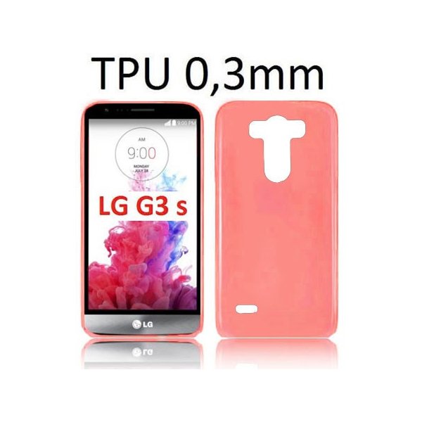 CUSTODIA GEL TPU SILICONE ULTRA SLIM 0,3mm per LG G3s D722, G3s DUAL D728 COLORE ROSSO TRASPARENTE