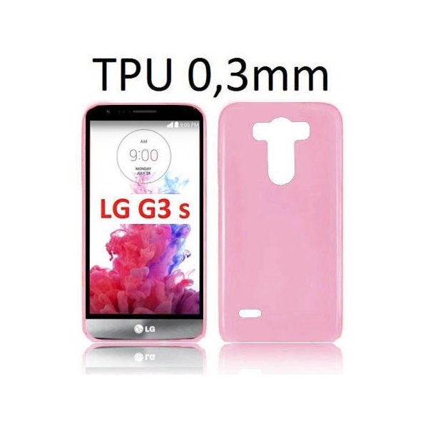 CUSTODIA GEL TPU SILICONE ULTRA SLIM 0,3mm per LG G3s D722, G3s DUAL D728 COLORE ROSA TRASPARENTE