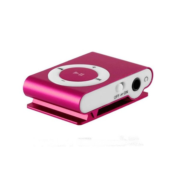 MINI LETTORE MP3 CON CLIP, SLOT MICRO SD E USCITA MINI USB COLORE ROSA