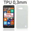 CUSTODIA GEL TPU SILICONE ULTRA SLIM 0,3mm per NOKIA LUMIA 730 DUAL SIM, LUMIA 735 COLORE BIANCO TRASPARENTE