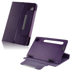 CUSTODIA UNIVERSALE ORIZZONTALE PELLE A MOLLE per TABLET DA 7" POLLICI CON STAND E CHIUSURA MAGNETICA COLORE VIOLA