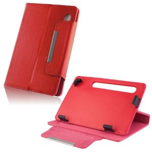 CUSTODIA UNIVERSALE ORIZZONTALE PELLE A MOLLE per TABLET DA 7" POLLICI CON STAND E CHIUSURA MAGNETICA COLORE ROSSO