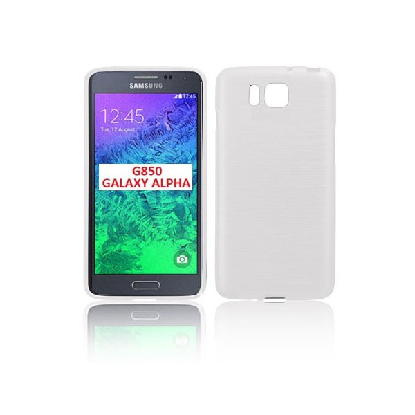 CUSTODIA GEL TPU SILICONE per SAMSUNG G850 GALAXY ALPHA COLORE BIANCO EFFETTO METALLICO