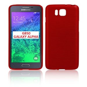 CUSTODIA GEL TPU SILICONE per SAMSUNG G850 GALAXY ALPHA COLORE ROSSO EFFETTO METALLICO