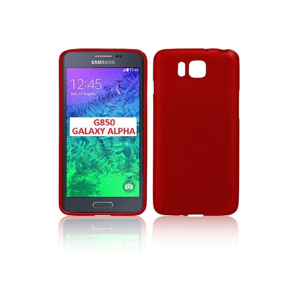 CUSTODIA GEL TPU SILICONE per SAMSUNG G850 GALAXY ALPHA COLORE ROSSO EFFETTO METALLICO