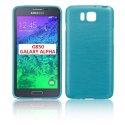 CUSTODIA GEL TPU SILICONE per SAMSUNG G850 GALAXY ALPHA COLORE BLU EFFETTO METALLICO