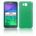 CUSTODIA GEL TPU SILICONE per SAMSUNG G850 GALAXY ALPHA COLORE VERDE EFFETTO METALLICO