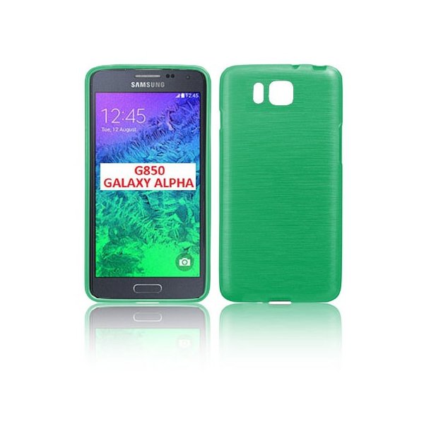 CUSTODIA GEL TPU SILICONE per SAMSUNG G850 GALAXY ALPHA COLORE VERDE EFFETTO METALLICO