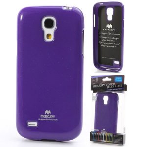 CUSTODIA GEL TPU SILICONE per SAMSUNG I9190 GALAXY S4 MINI COLORE VIOLA LUCIDO CON GLITTER ALTA QUALITA' MERCURY BLISTER