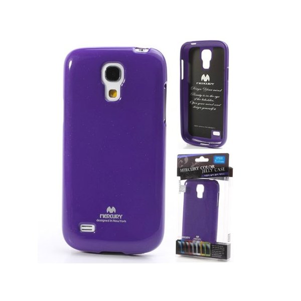 CUSTODIA GEL TPU SILICONE per SAMSUNG I9190 GALAXY S4 MINI COLORE VIOLA LUCIDO CON GLITTER ALTA QUALITA' MERCURY BLISTER